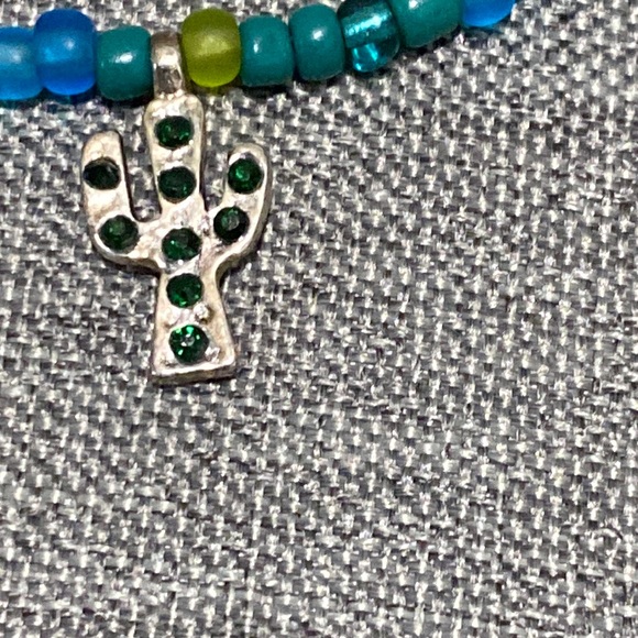 Dainty Rhinestone Cactus Beaded Necklace - Picture 2 of 3